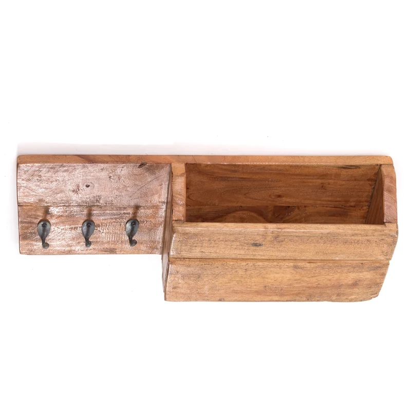 SCHLÜSSELBRETT "LINO" | mit 3 Haken | Holz Wandgarderobe