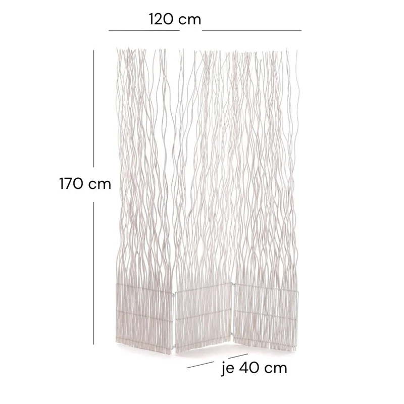 RAUMTEILER "WAVE 3" | Weide, 170x120cm (HxB) | Paravent, Trennwand | Farbe: weiß