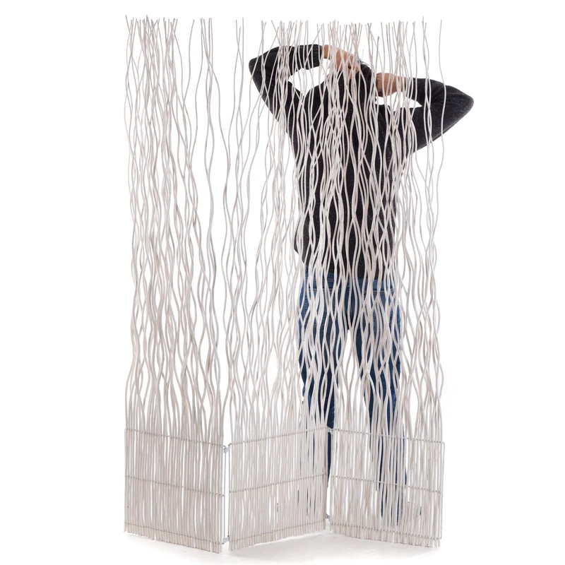 RAUMTEILER "WAVE 3" | Weide, 170x120cm (HxB) | Paravent, Trennwand | Farbe: weiß