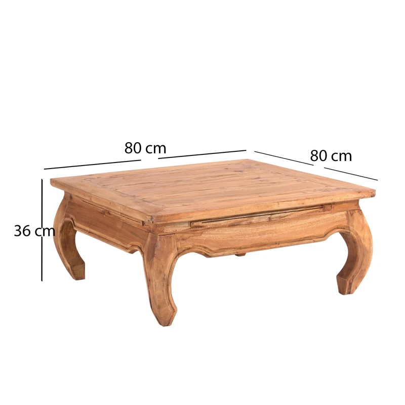 OPIUMTISCH "EAST 80" | 80x80x36 cm, Mahagoni | Beistelltisch | Farbe: 08 honigfarben gewachst