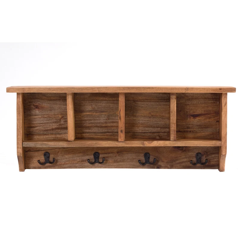 RUSTIKALE WANDGARDEROBE mit Fächern "VINTAGE 70" | 70x27x11cm(BxHxT) | Farbe: 08 honigfarben gewachst