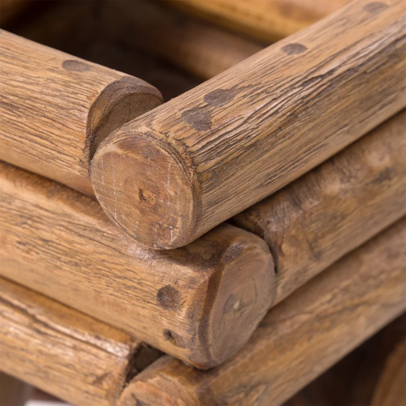 BLUMENHOCKER "TWIST" | Teak | rustikaler Holzhocker | Größe: klein