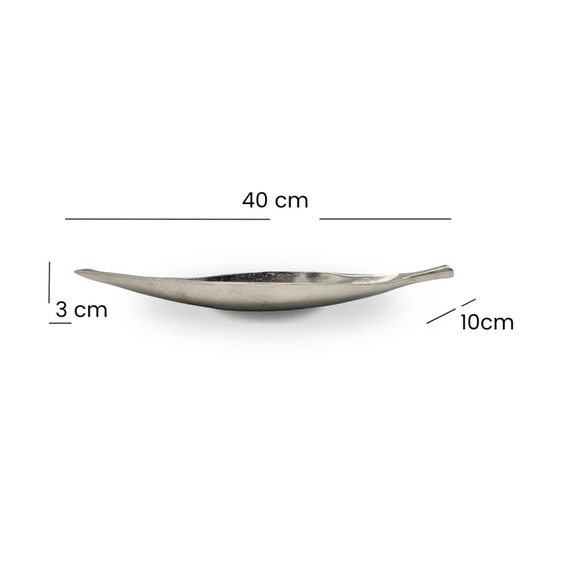 DEKO SCHALE "SHORT LEAF" | 40 cm, silber | Dekoteller