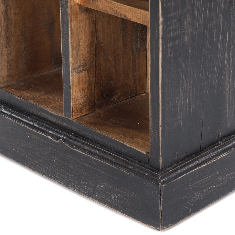 KLEINES CD & BÜCHERREGAL | 94x36cm, Holzregal 10 Fächer natur-schwarz