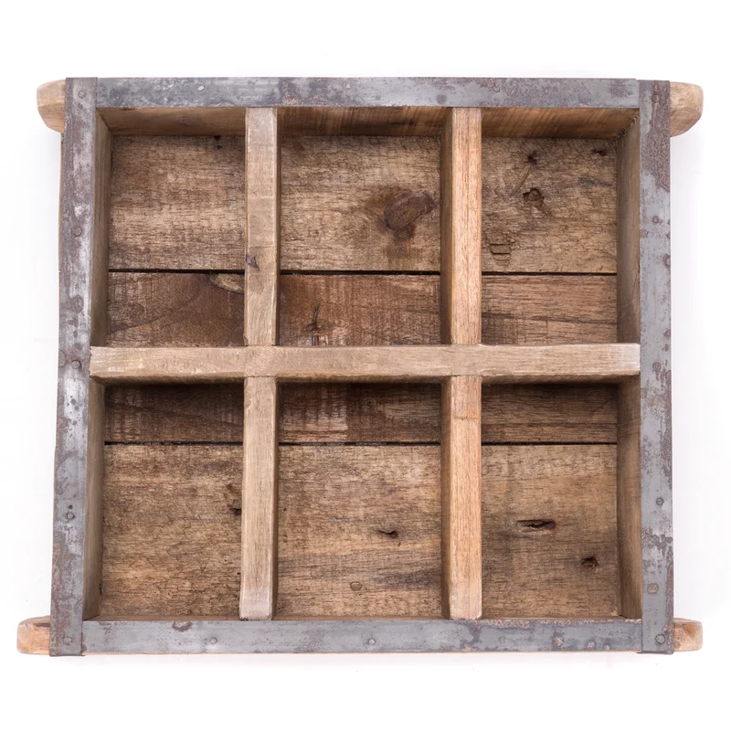 HOLZ ZIEGELFORM "BRICK" | Recyclingholz | Vintage Holzziegel | Anzahl: 6-Fächer
