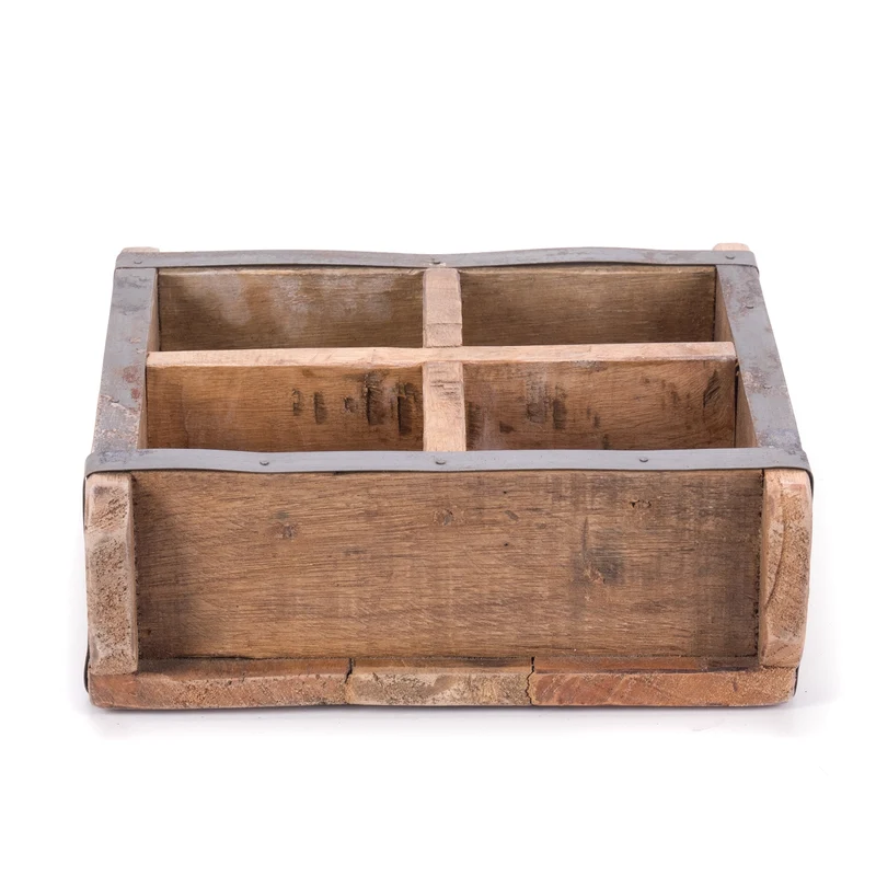 HOLZ ZIEGELFORM "BRICK" | Recyclingholz | Vintage Holzziegel | Anzahl: 4-Fächer
