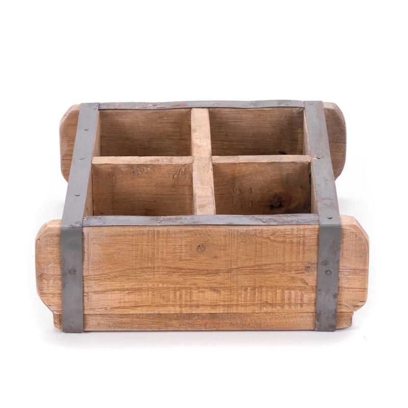 HOLZ ZIEGELFORM "BRICK" | Recyclingholz | Vintage Holzziegel | Anzahl: 4-Fächer