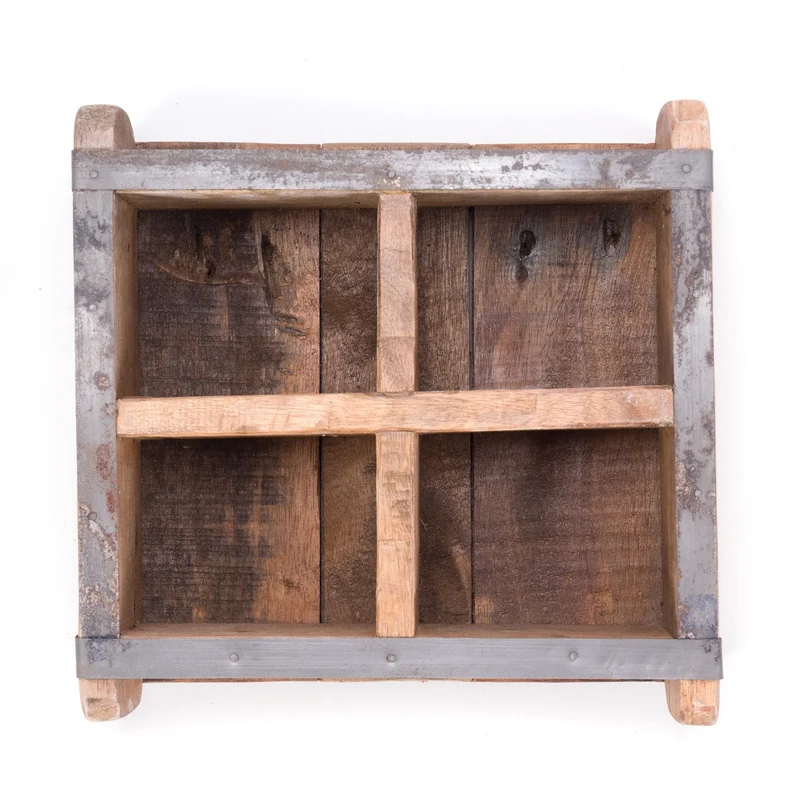 HOLZ ZIEGELFORM "BRICK" | Recyclingholz | Vintage Holzziegel | Anzahl: 4-Fächer