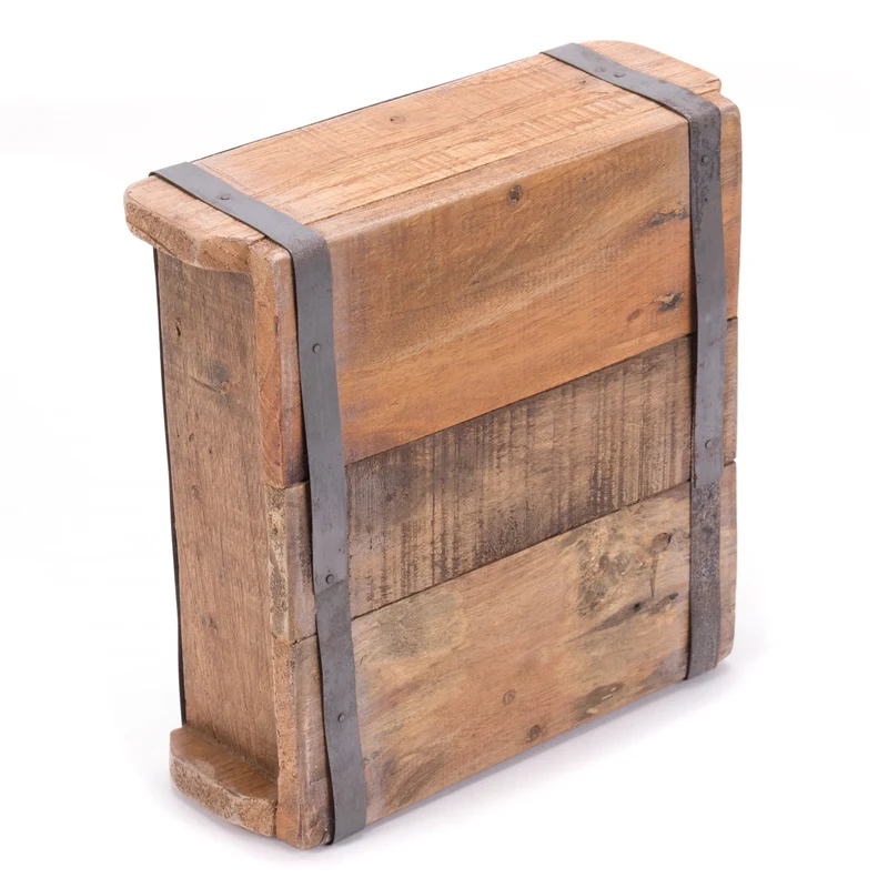HOLZ ZIEGELFORM "BRICK" | Recyclingholz | Vintage Holzziegel | Anzahl: 4-Fächer