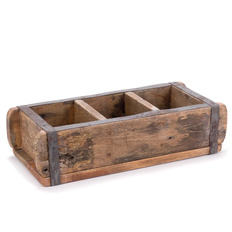 HOLZ ZIEGELFORM "BRICK" | Recyclingholz | Vintage Holzziegel | Anzahl: 3-Fächer