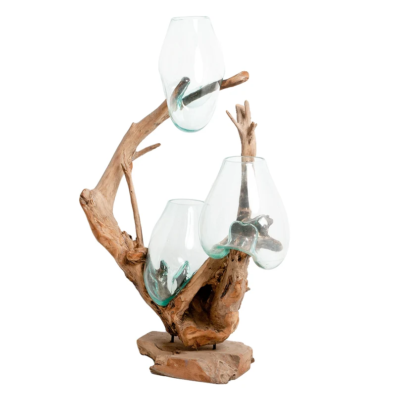 Einzigartiges Deko-Objekt DROP-TRIO ca. H100cm Teak Unikat