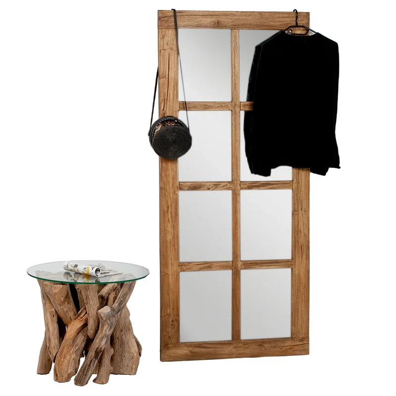 Landhaus Spiegel WINDOW Antik-Natural ca. 180x80cm Holzrahmen