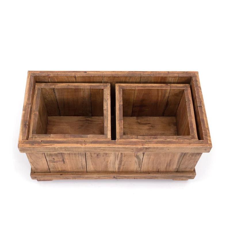 HOLZ ÜBERTÖPFE SET "MALVA" | Mahagoni | Pflanzkübel