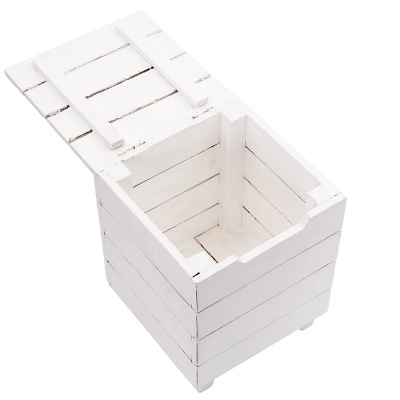 HOCKER "STORAGE 50" | 50x35cm (HxB), Altholz | Wäschebox | Farbe: 06 weiß-landhaus