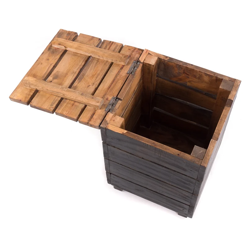 HOCKER "STORAGE 50" | 50x35cm (HxB), Altholz | Wäschebox | Farbe: 04 schwarz-natur