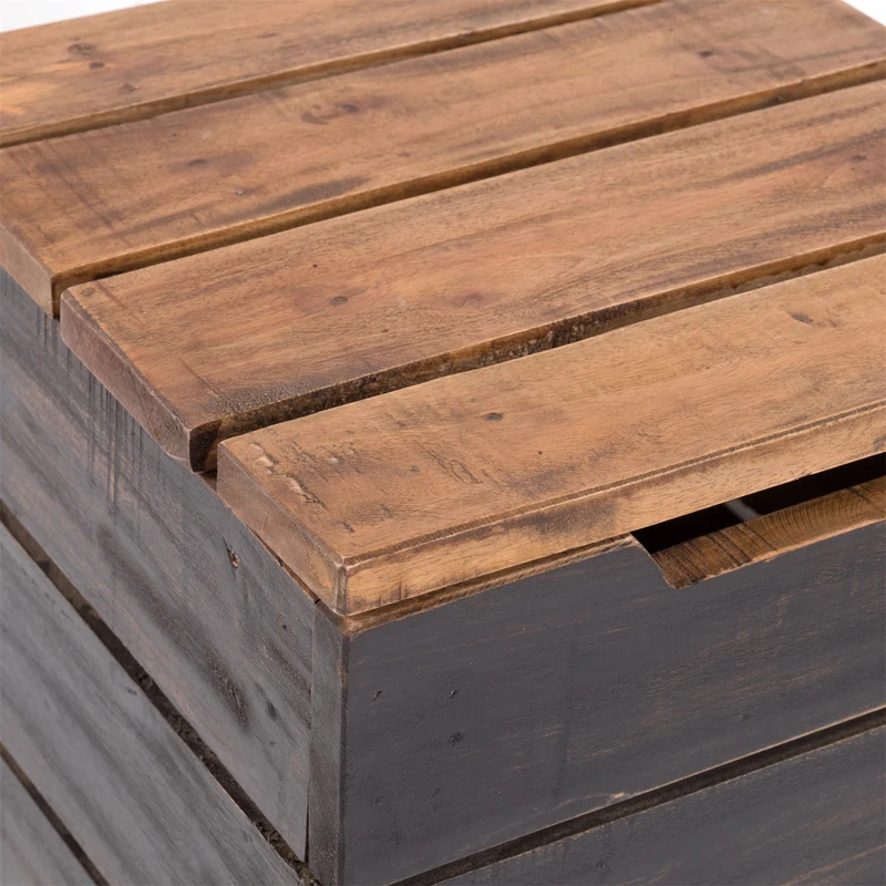 HOCKER "STORAGE 50" | 50x35cm (HxB), Altholz | Wäschebox | Farbe: 04 schwarz-natur