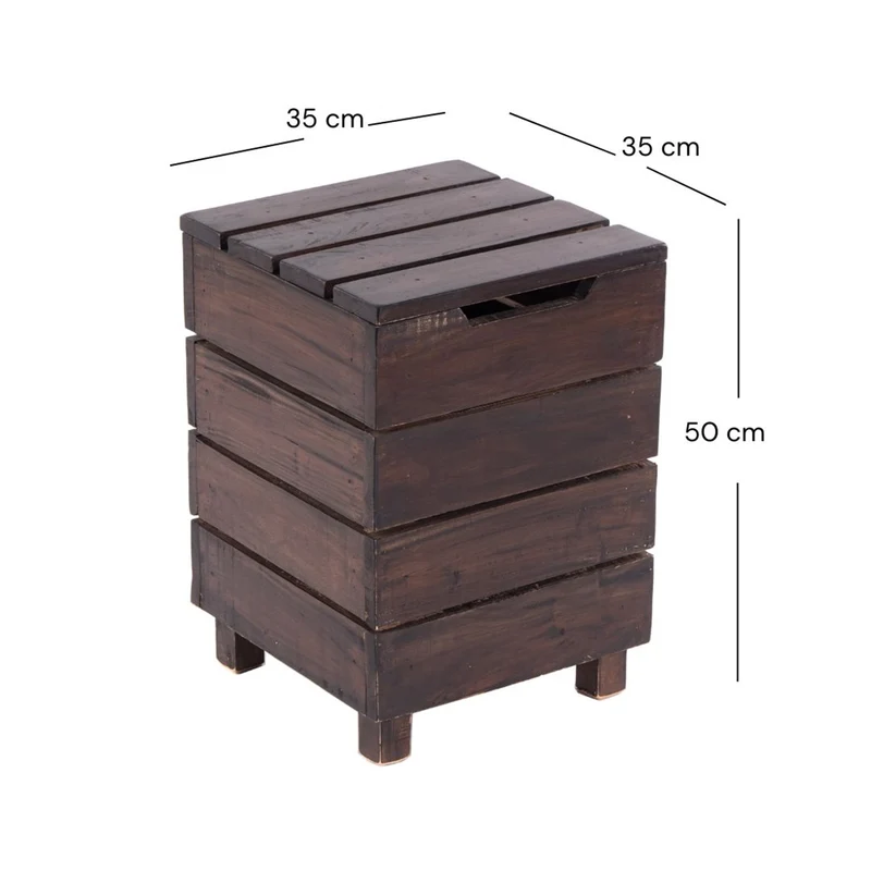 HOCKER "STORAGE 50" | 50x35cm (HxB), Altholz | Wäschebox | Farbe: 03 dunkelbraun
