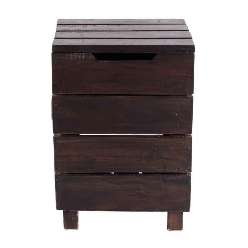 HOCKER "STORAGE 50" | 50x35cm (HxB), Altholz | Wäschebox | Farbe: 03 dunkelbraun