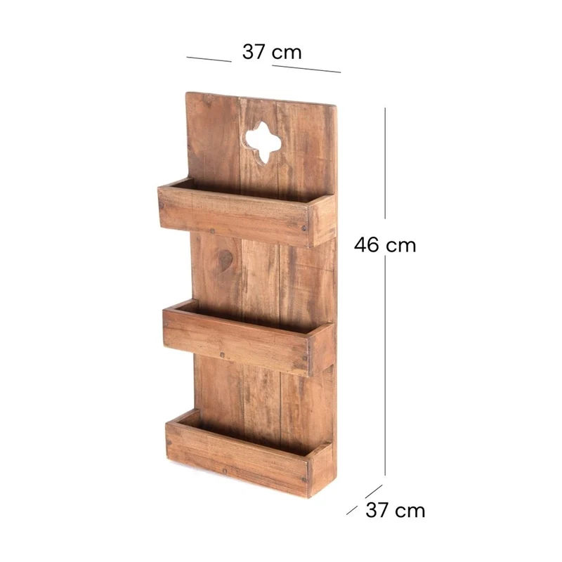WANDREGAL "DAYA" | Massivholz, 65 cm | Holzregal mit Ablage