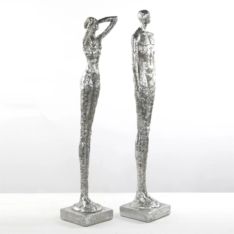 SKULPTUR "MILLENIUM" | Mann & Frau, Poly | silber Dekofigur