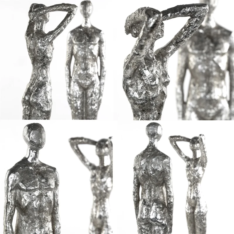 SKULPTUR "MILLENIUM" | Mann & Frau, Poly | silber Dekofigur