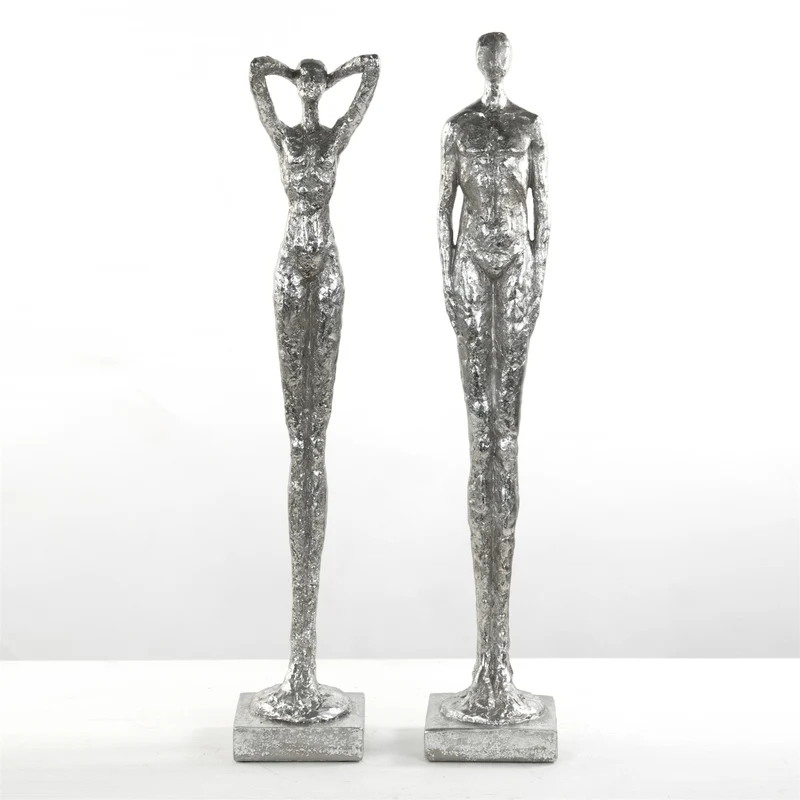 SKULPTUR "MILLENIUM" | Mann & Frau, Poly | silber Dekofigur