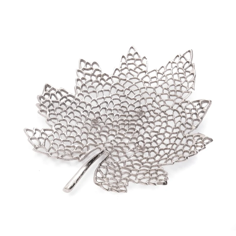 BLATT SCHALE "LEAF" | 2 Größen, Metall | Dekoschale silber | Muster: groß