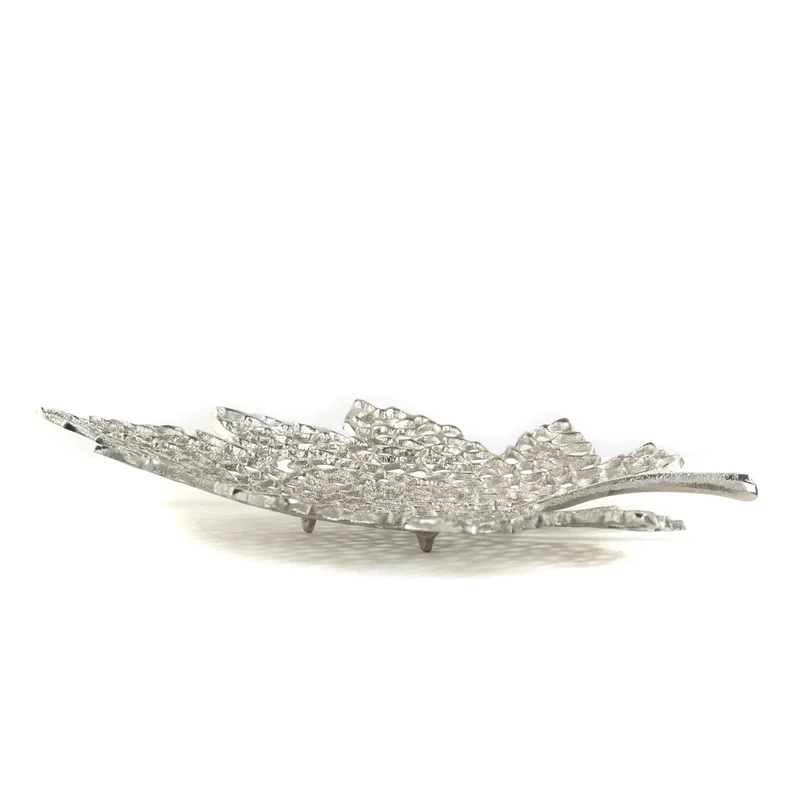 BLATT SCHALE "LEAF" | 2 Größen, Metall | Dekoschale silber | Muster: groß