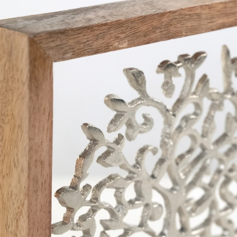 METALL WANDBILD | 20 cm, Metall, Mangoholz | Wanddeko | Muster: Lebensbaum