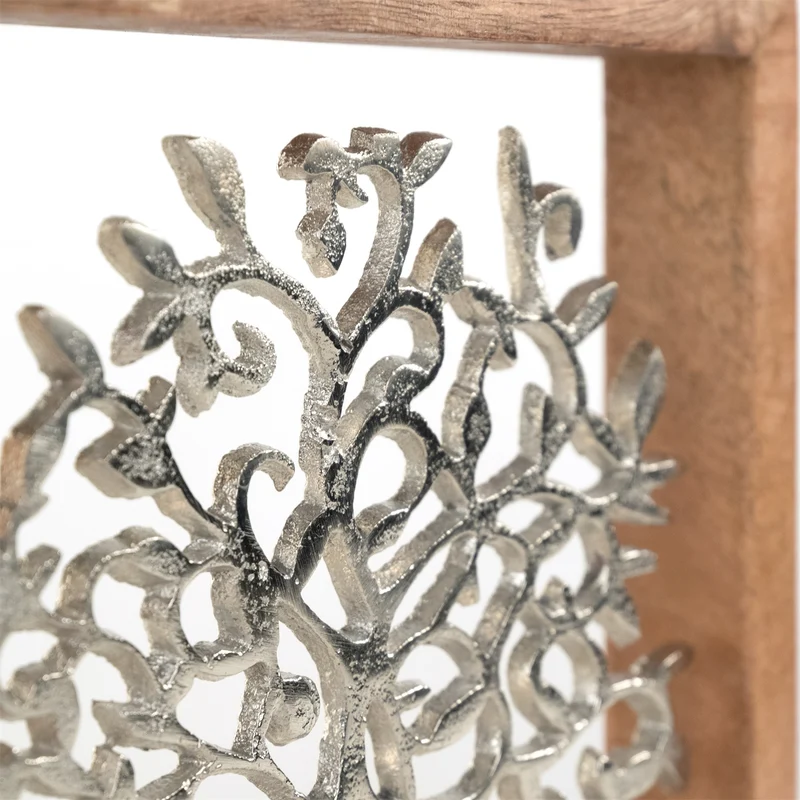 METALL WANDBILD | 20 cm, Metall, Mangoholz | Wanddeko | Muster: Lebensbaum