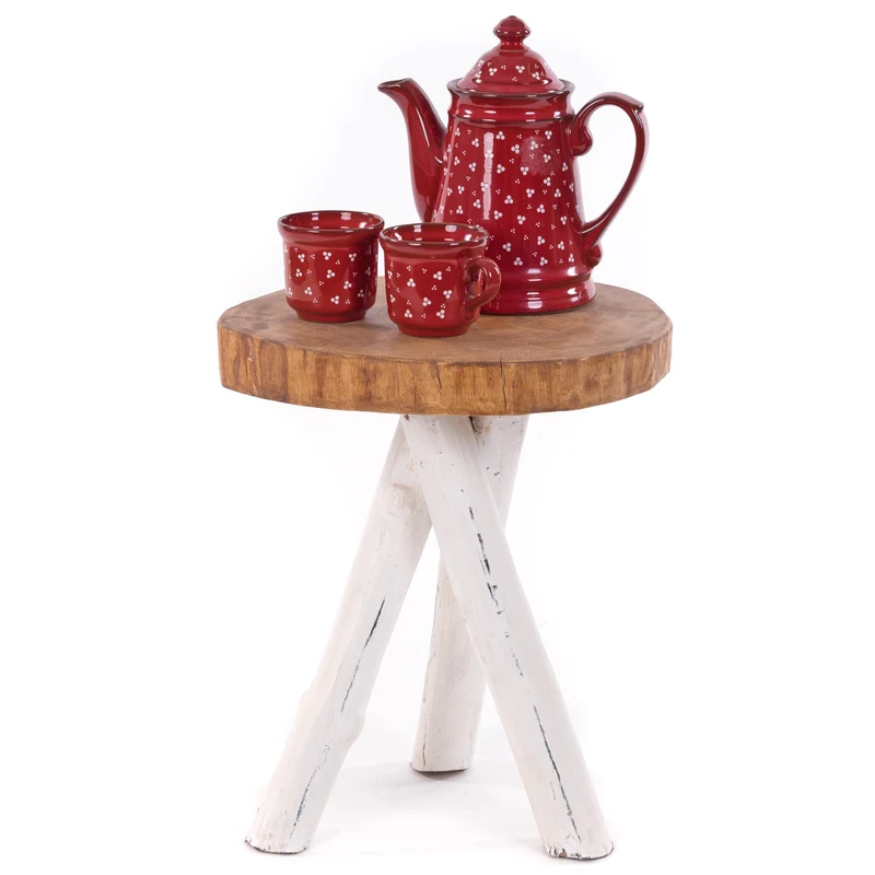 BEISTELLTISCH TEAKHOLZ 40 | 40x34cm (HxB) Massivholz Telefontisch | Farbe: 06 weiß-landhaus