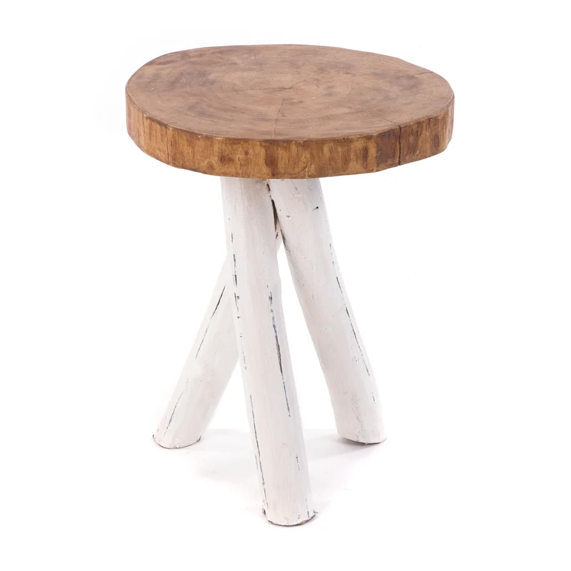 BEISTELLTISCH TEAKHOLZ 40 | 40x34cm (HxB) Massivholz Telefontisch | Farbe: 06 weiß-landhaus