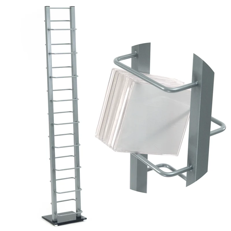 DESIGN CD STÄNDER "TOWER" | 138 cm, Metall | für 126 CDs | Farbe: silber