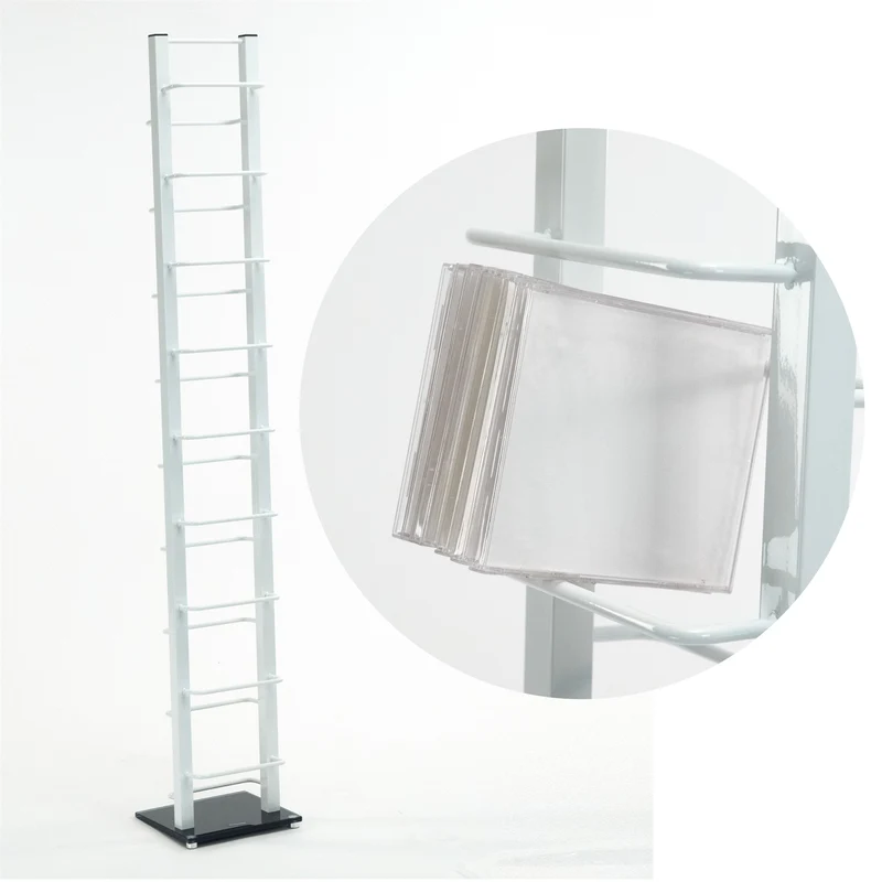 DESIGN CD STÄNDER "TOWER" | 138 cm, Metall | für 126 CDs | Farbe: weiß