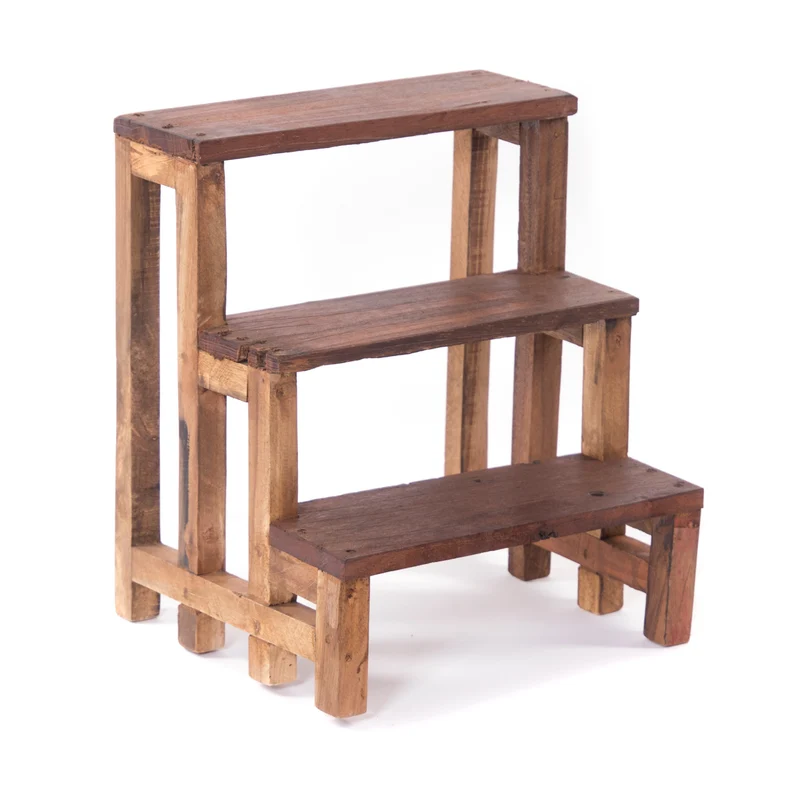 PFLANZENTREPPE "PALCO" | 3 Ebenen, Mahagoni | Holz Blumenständer