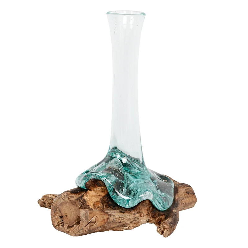 Teak Blumenvase DROP-A ca. H30cm