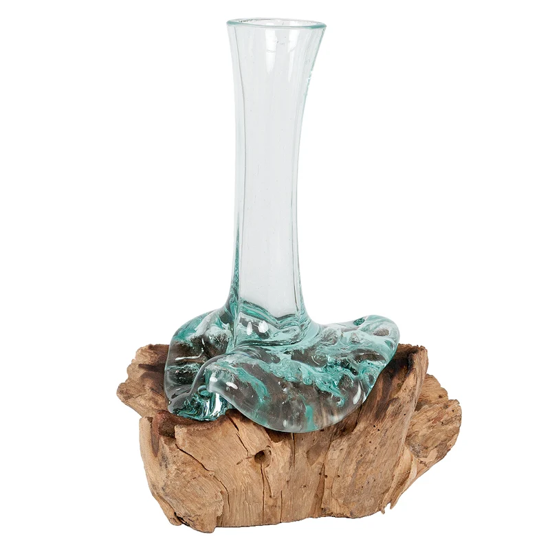 Teak Blumenvase DROP-A ca. H30cm