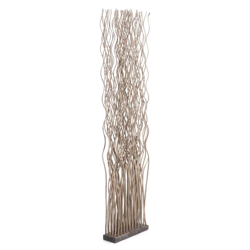RAUMTEILER "WAVE" | Weidenholz, 170x40cm (HxB) | Paravent, Trennwand | Farbe: grau