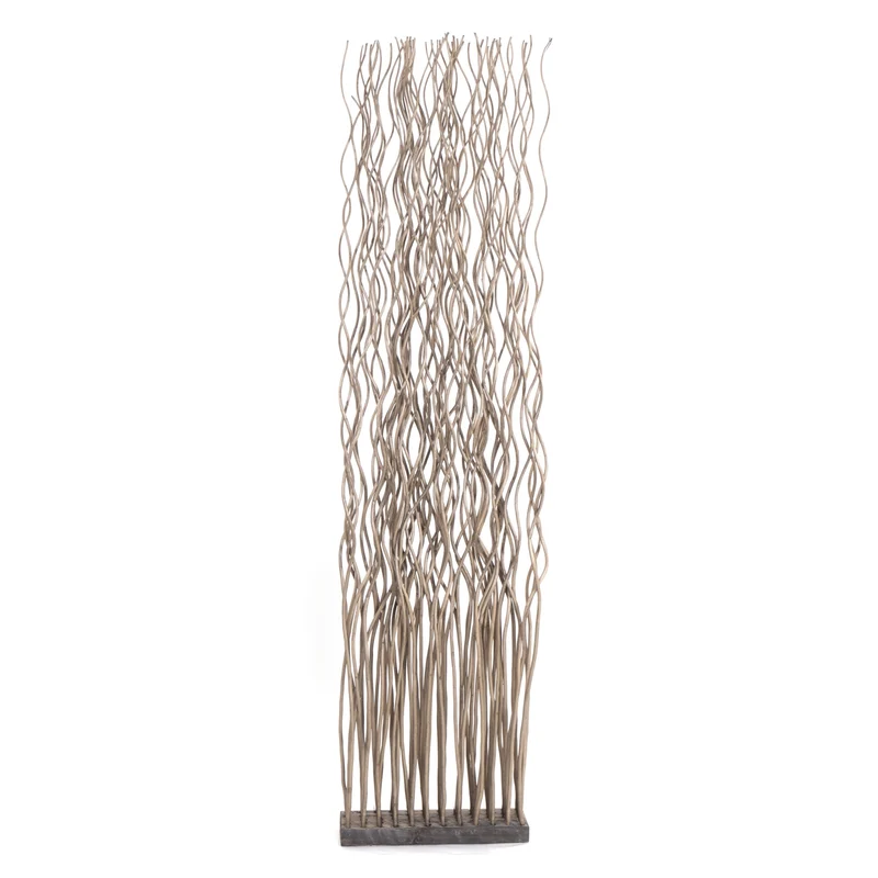 RAUMTEILER "WAVE" | Weidenholz, 170x40cm (HxB) | Paravent, Trennwand | Farbe: grau