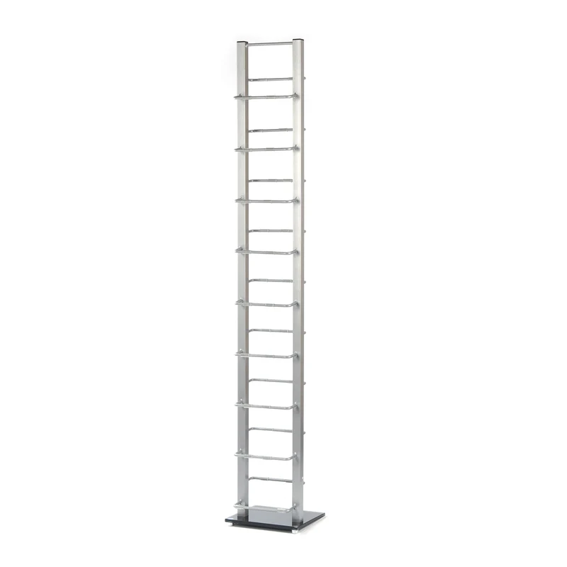 DESIGN CD STÄNDER "TOWER" | silber, 138 cm, Metall | für 126 CDs