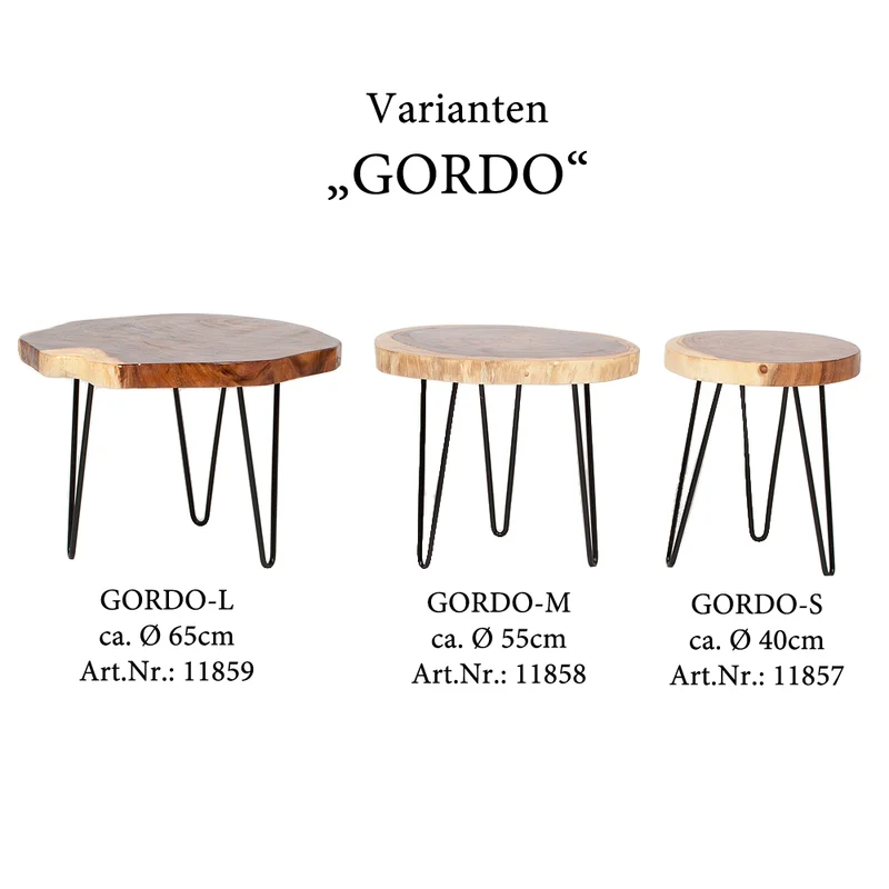 Massivholz Beistelltisch GORDO-M Natural Suar