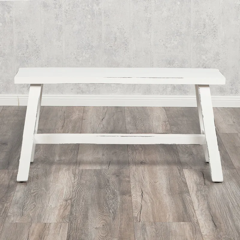 Massivholz Sitzbank RANCH Antik-Weiß Mahagoni ca. L90cm