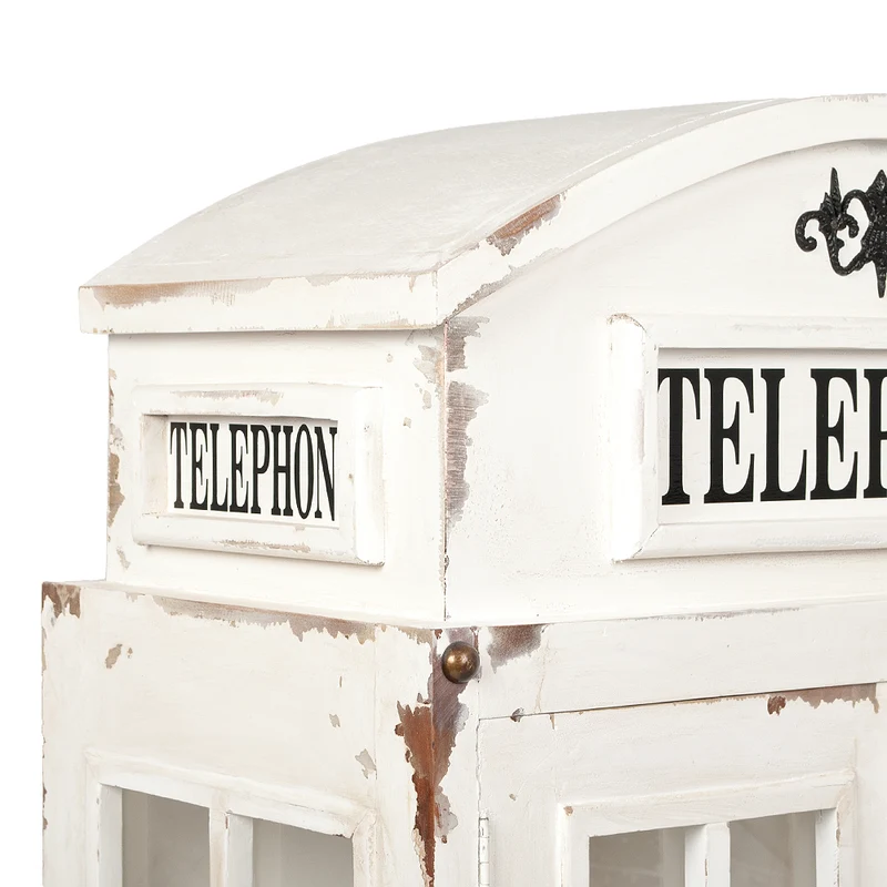 Vitrine Regal LONDON 2-türig Antik Weiß Telefonzelle
