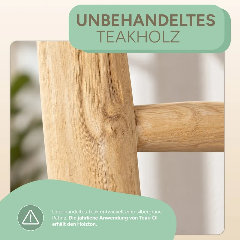 Deko-Leiter KEPALA H180cm Natural Teak Handtuchhalter Kleiderständer