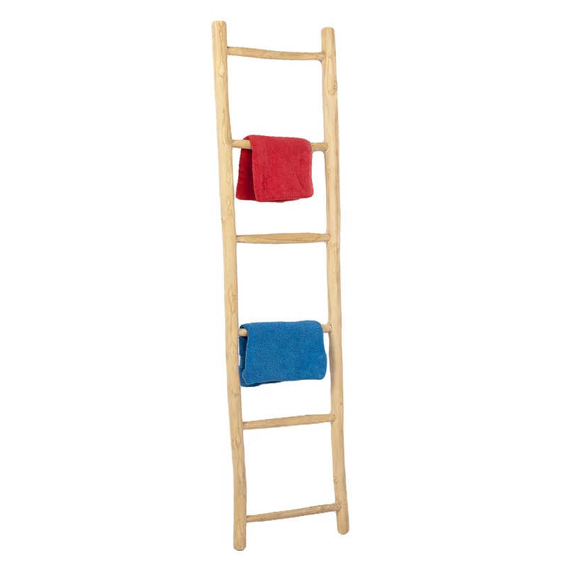 Deko-Leiter KEPALA H180cm Natural Teak Handtuchhalter Kleiderständer