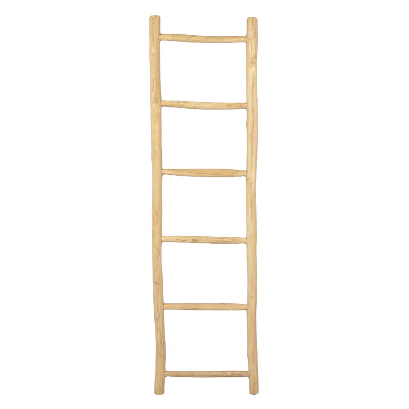 Deko-Leiter KEPALA H180cm Natural Teak Handtuchhalter Kleiderständer