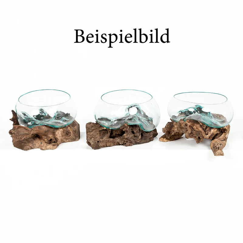 Deko-Glas DROP-6 ca. 25cm Teak Natural Handarbeit Schale
