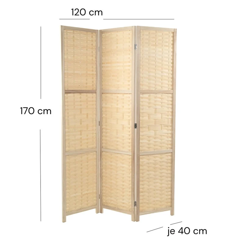 RAUMTEILER "BAMBU" | Bambus, 170x120 cm | Natur Paravent | Farbe: natur