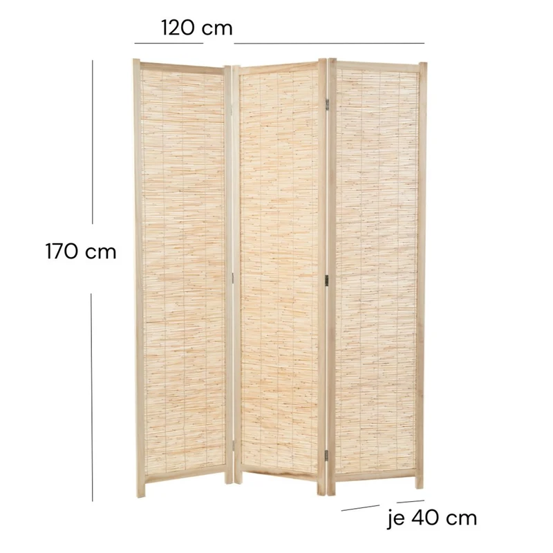 RAUMTEILER "PLAYA" | Schilfrohr, 170x120 cm | Natur Paravent | Farbe: natur