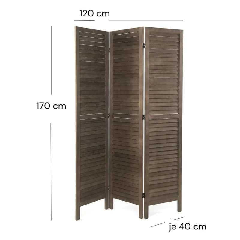 RAUMTEILER "COTTAGE" | 3-teilig, Holz | Paravent | Farbe: coffee